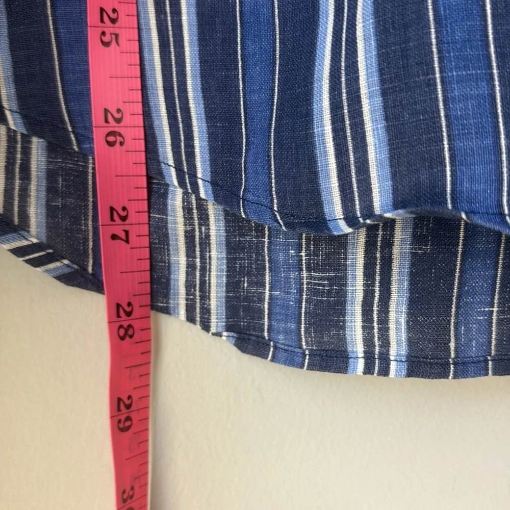 Polo Ralph Lauren 100% Linen Men's Blue Striped Button Up Current Shirt Sz M - Picture 6 of 8